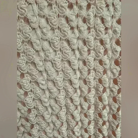 AUW Full Crochet Light Pink Lined Dress Dainty Boho High Low Hem Womens XL - Picture 11 of 13